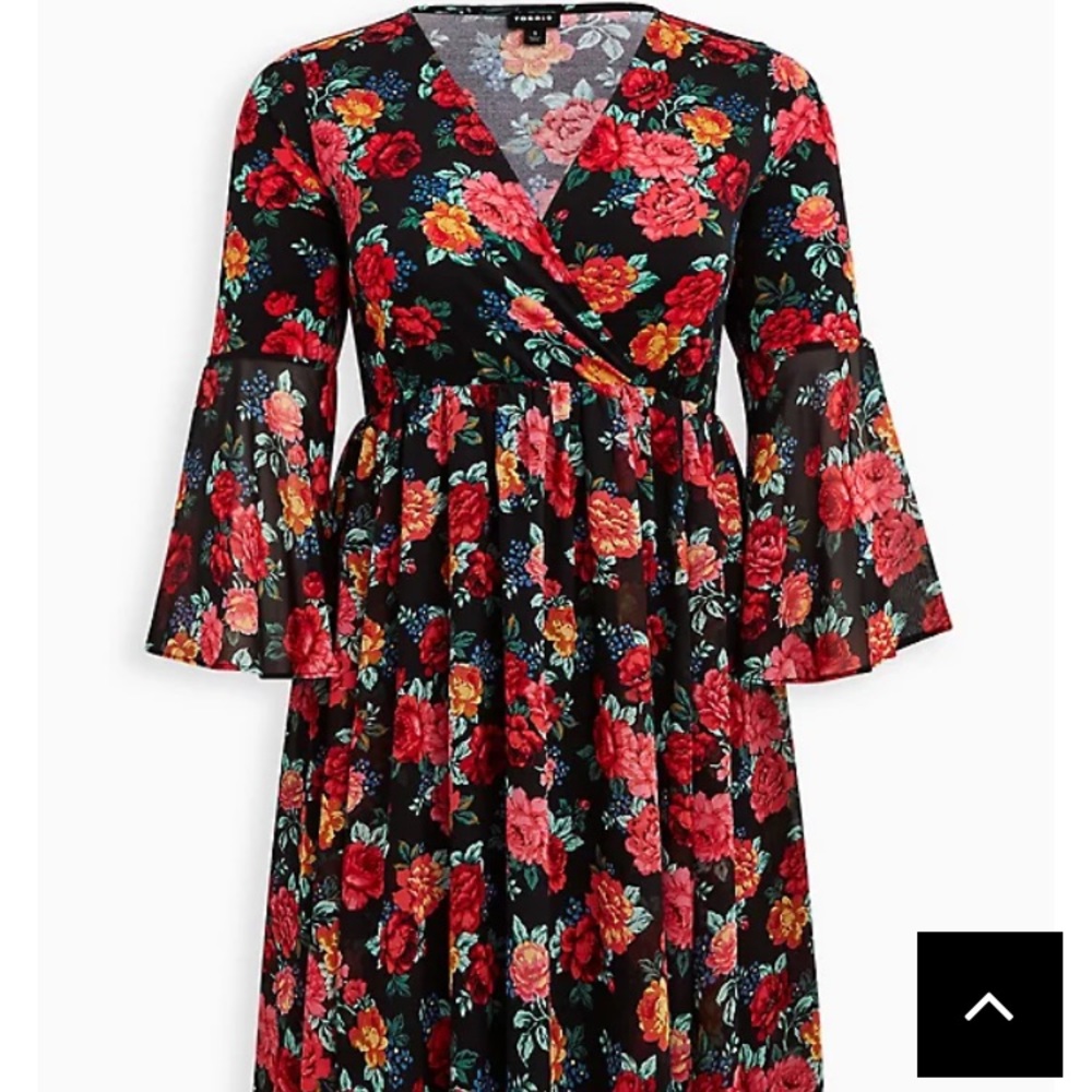 MINI CHIFFON AND STUDIO KNIT SURPLICE DRESS